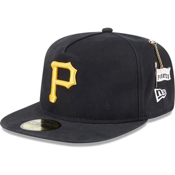 New Era Flat Brim 59FIFTY A Frame Championship Side Flag Pittsburgh Pirates MLB Black Fitted Cap