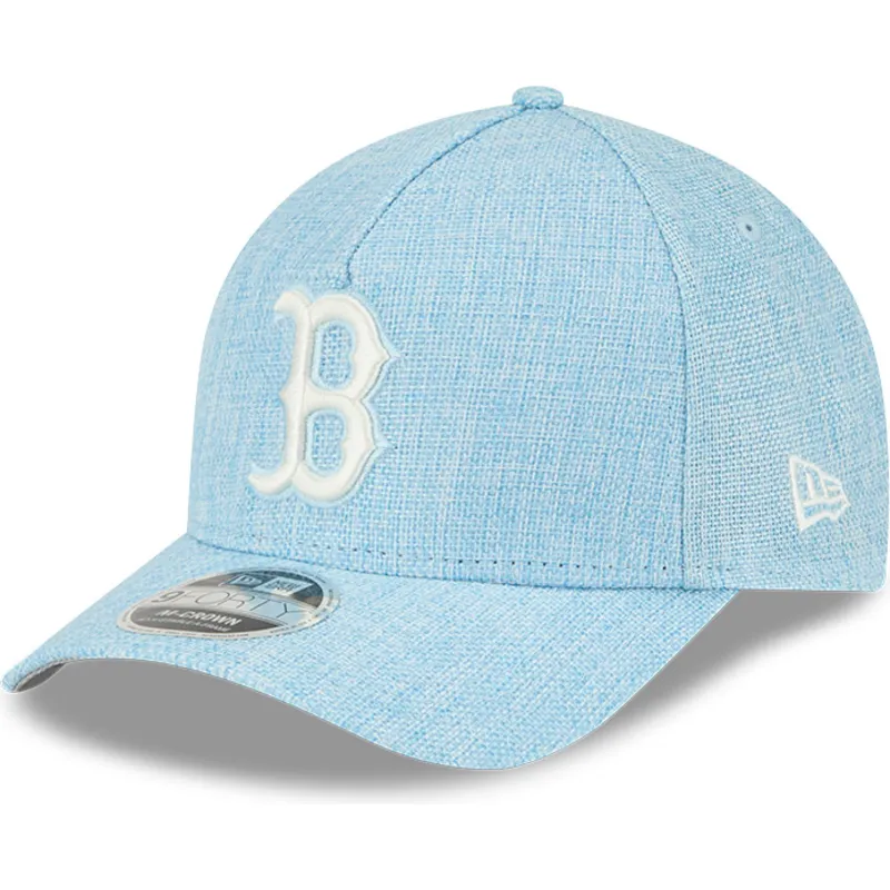 hellblaue-snapback-kappe-mit-gebogenem-schirm-9forty-m-crown-a-frame-cotton-weave-der-boston-red-sox-mlb-von-new-era