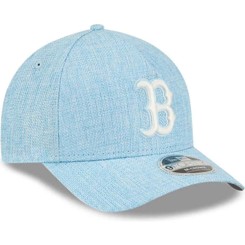 hellblaue-snapback-kappe-mit-gebogenem-schirm-9forty-m-crown-a-frame-cotton-weave-der-boston-red-sox-mlb-von-new-era