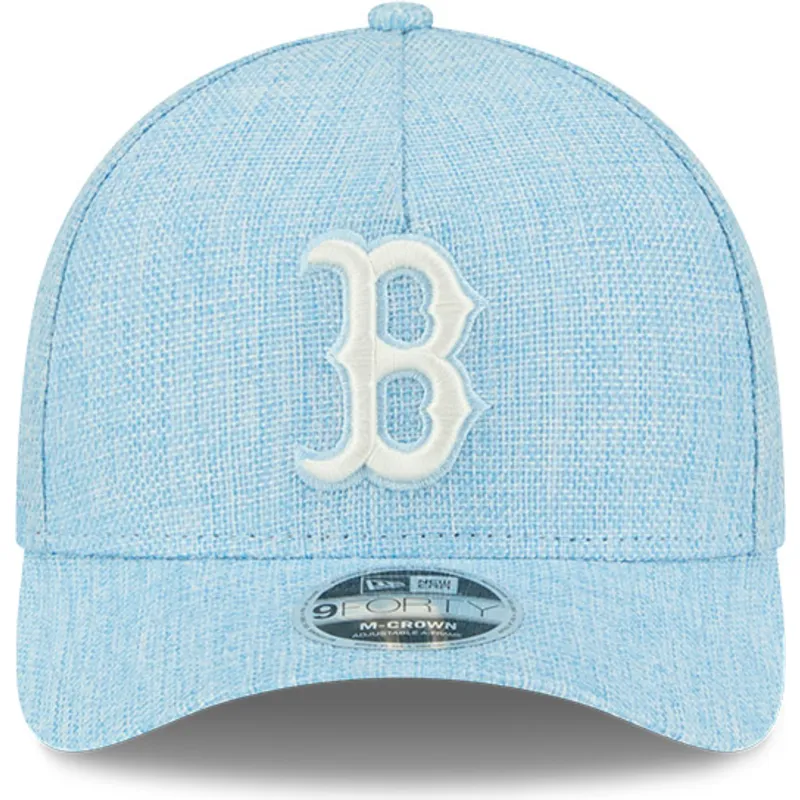 hellblaue-snapback-kappe-mit-gebogenem-schirm-9forty-m-crown-a-frame-cotton-weave-der-boston-red-sox-mlb-von-new-era