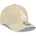 casquette-courbee-beige-snapback-9forty-m-crown-a-frame-cotton-weave-los-angeles-dodgers-mlb-new-era