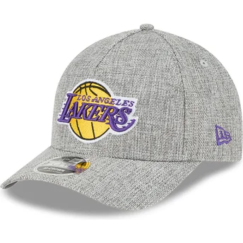 Grå kurvad snapback-keps 9FORTY M-Crown A Frame Cotton Weave från Los Angeles Lakers NBA av New Era