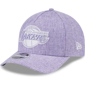 Βιολετή καμπυλωτή καπέλο snapback 9FORTY M-Crown A Frame Cotton Weave των Los Angeles Lakers NBA από την New Era