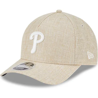 Καπέλο καμπύλης μπεζ snapback 9FORTY M-Crown A Frame Cotton Weave των Philadelphia Phillies MLB της New Era