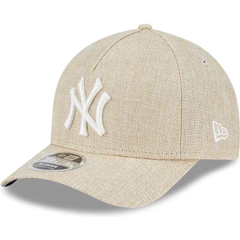 Casquette courbée beige snapback 9FORTY M-Crown A Frame Cotton Weave New York Yankees MLB New Era