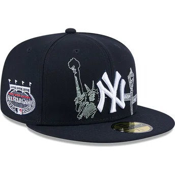 Καπέλο με ίσιο γείσο σε σκούρο μπλε 59FIFTY State Stitch των New York Yankees MLB από τη New Era