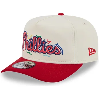 Καπέλο καμπύλο λευκό και κόκκινο snapback Golfer Team Scribble των Philadelphia Phillies MLB της New Era
