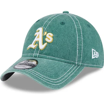 Justerbar grön böjd keps 9TWENTY Washed Contrast Oakland Athletics MLB från New Era