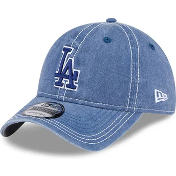 New Era Curved Brim Blue Logo 9TWENTY Washed Contrast Los Angeles Dodgers MLB Blue Adjustable Cap