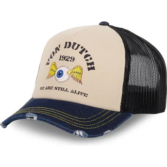 Καπέλο trucker μπεζ, μαύρο και μπλε CREW20 της Von Dutch
