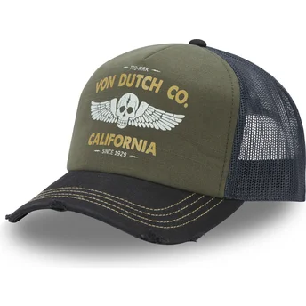 Czapka trucker zielono-niebiesko-czarna CREW24 od Von Dutch