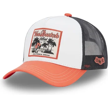 Casquette trucker blanche, noire et orange SURF08 Von Dutch