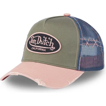 Von Dutch Använd 03 Grön, Blå och Rosa Truckerkeps
