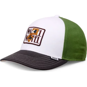 Καπέλο καμπύλο λευκό, πράσινο και μαύρο snapback για αγόρι Waffle Food από Djinns