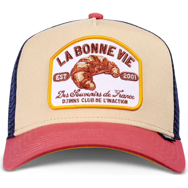trucker-cap-beige-blau-und-rot-croissant-hft-la-bonne-vie-2-von-djinns
