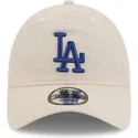 casquette-courbee-beige-ajustable-avec-logo-bleu-9twenty-linen-spring-training-fan-pack-2025-los-angeles-dodgers-mlb-new-era