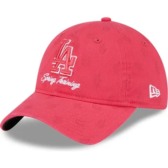 Różowa regulowana czapka z zakrzywionym daszkiem dla kobiet 9TWENTY Pattern Spring Training Fan Pack 2025 Los Angeles Dodgers MLB New Era