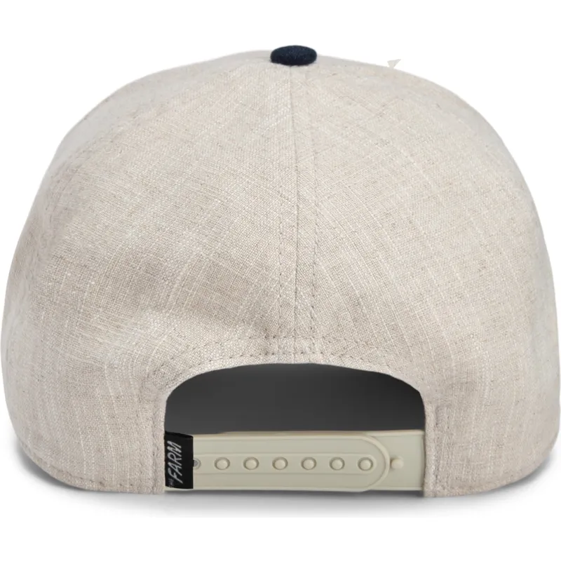 goorin-bros-the-farm-rogue-thread-rebel-rugged-comfort-beige-und-marineblaues-snapback-cap-mit-gebogenem-schirm-und-pferdemotiv
