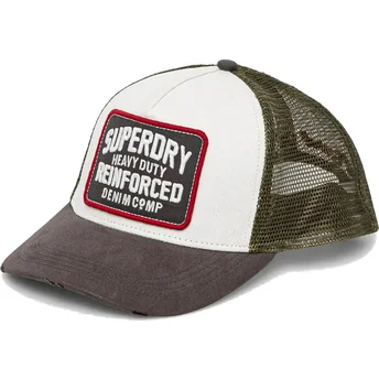 Καπέλο trucker λευκό, πράσινο και μαύρο Mesh New Vintage Black της Superdry