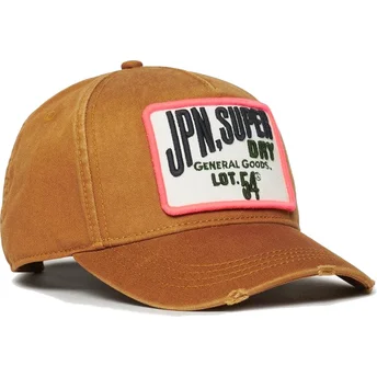 Καφέ ρυθμιζόμενο καπέλο με καμπύλη Graphic Denim Co Tobacco Brown της Superdry