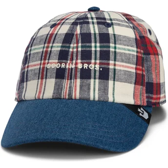 Goorin Bros. Böjd Skärm Uppfostrad i en Ladugård Papa Keps Madras The Farm Marinblå och Röd Snapback Keps