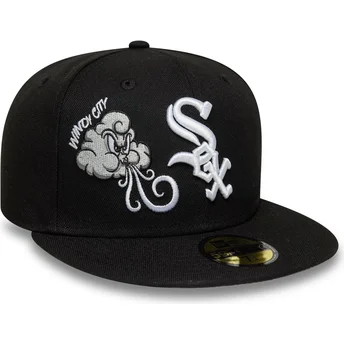 Casquette plate noire ajustée 59FIFTY Food Icon Windy City Chicago White Sox MLB New Era
