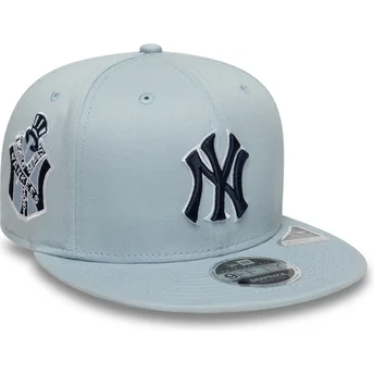 Casquette plate bleue snapback avec logo bleu marine 9FIFTY Original Fit World Series New York Yankees MLB New Era