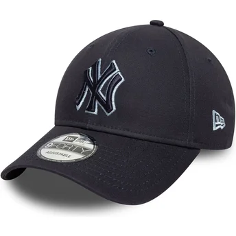 Marinblå justerbar böjd keps med marinblå logga 9FORTY Team Outline New York Yankees MLB från New Era