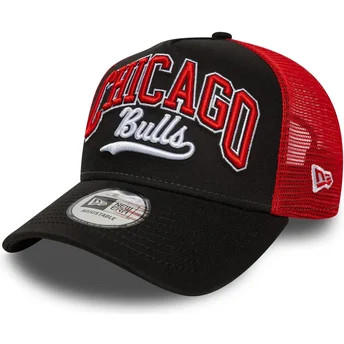 Chicago Bulls NBA New Era E Frame Script svart och röd truckerkeps