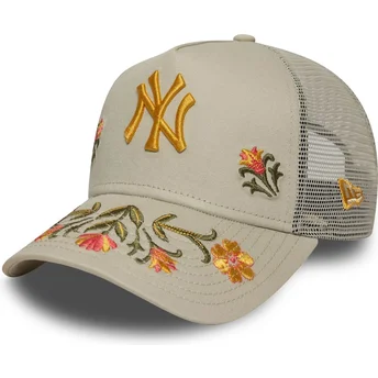 Casquette trucker beige A Frame Floral Icon New York Yankees MLB New Era