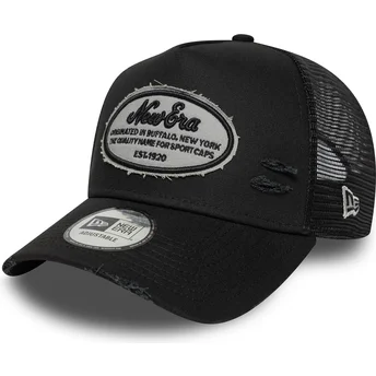 Gorra trucker negra A Frame Oval Distress Patch de New Era