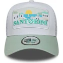 new-era-santorini-greece-a-frame-summer-vit-och-gron-truckerkeps