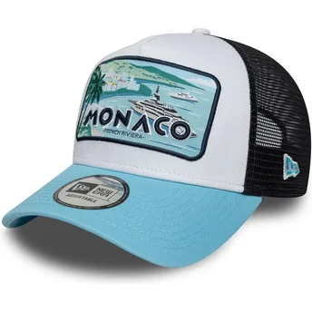 New Era Monaco French Riviera A Frame Summer vit, svart och blå truckerkeps