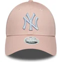 new-era-9forty-league-essential-rosa-justerbar-kurvkeps-for-kvinnor-med-vitt-new-york-yankees-mlb-logotyp
