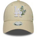 beige-justerbar-bojd-keps-for-kvinnor-9forty-floral-icon-los-angeles-dodgers-mlb-fran-new-era