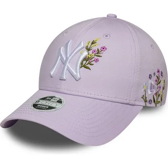 Casquette courbée violette ajustable pour femme 9FORTY Floral Icon New York Yankees MLB New Era