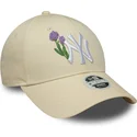 beige-justerbar-bojd-keps-for-kvinnor-9forty-beaded-new-york-yankees-mlb-fran-new-era