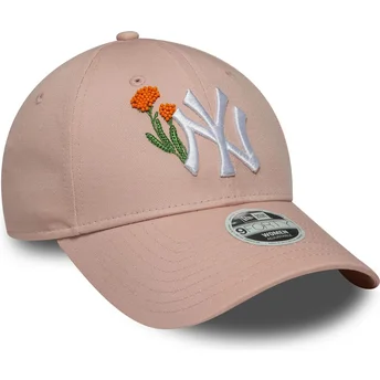 New Era New York Yankees MLB 9FORTY Beaded justerbar rosa böjd keps för dam
