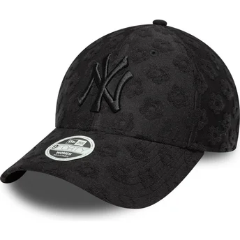 New Era New York Yankees MLB 9FORTY Floral Towelling justerbar svart böjd keps för kvinnor