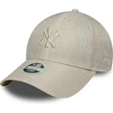 beige-justerbar-bojd-keps-for-kvinnor-9forty-woven-new-york-yankees-mlb-fran-new-era