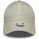 beige-justerbar-bojd-keps-for-kvinnor-9forty-woven-new-york-yankees-mlb-fran-new-era