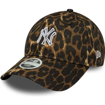New Era New York Yankees MLB 9TWENTY Outline justerbar leopardmönstrad kurvkeps för dam