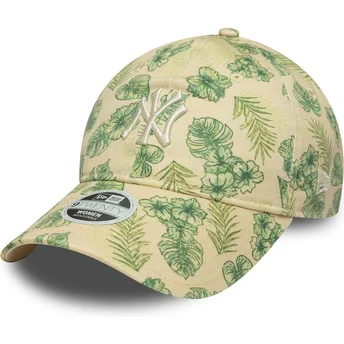 New Era New York Yankees MLB 9TWENTY All Over Print Tropical beige justerbar böjd keps för dam