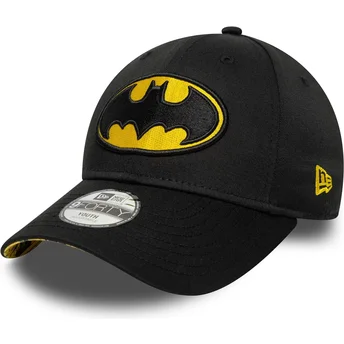 Svart justerbar böjd keps för barn 9FORTY All Over Print Batman DC Comics från New Era