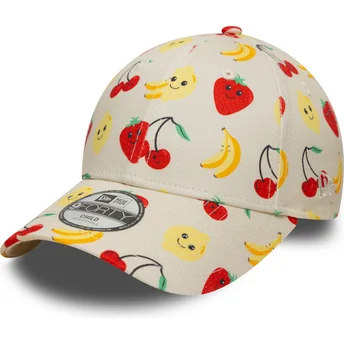 Beige justerbar böjd keps för barn 9FORTY All Over Print Fruit från New Era