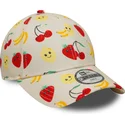 beige-justerbar-bojd-keps-for-barn-9forty-all-over-print-fruit-fran-new-era