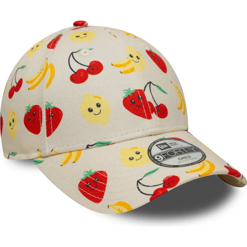 beige-verstellbare-kinder-cap-9forty-all-over-print-fruit-von-new-era
