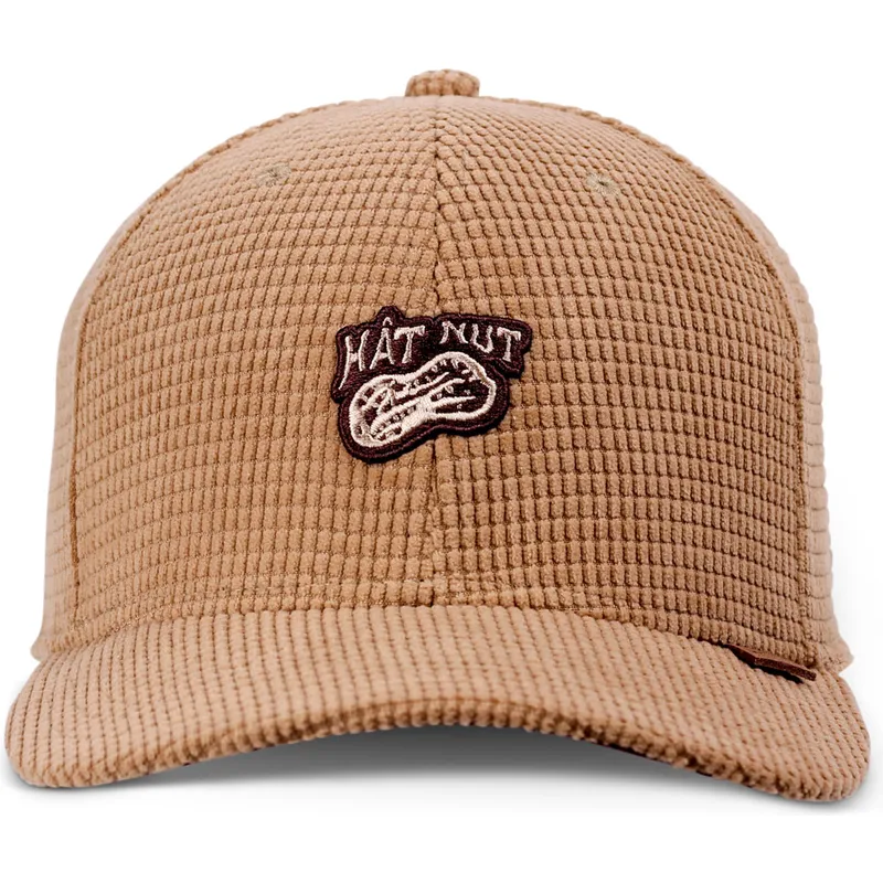 braune-gebogene-snapback-kappe-truefit-hat-nut-waffle-von-djinns