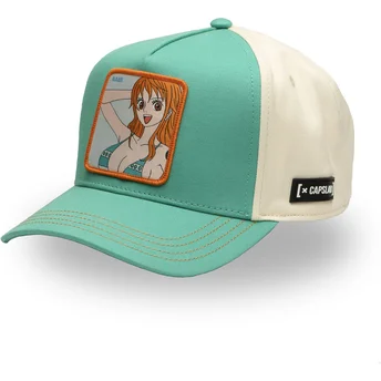 Blaue und weiße gebogene Snapback-Kappe Nami OP5 NAM One Piece von Capslab