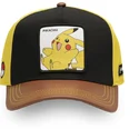 snapbackkeps-med-bojd-skarm-i-svart-gult-och-brunt-pikachu-pmk6-pik-pokemon-fran-capslab